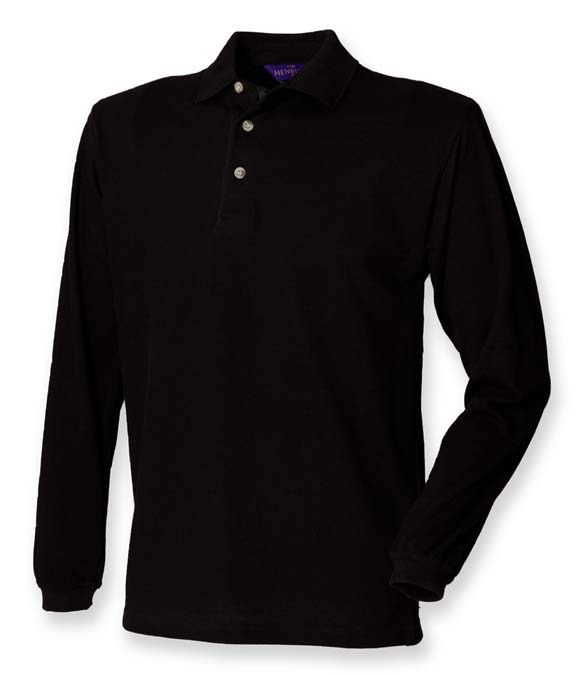 Henbury Long Sleeve Cotton Piqu&#233; Polo Shirt