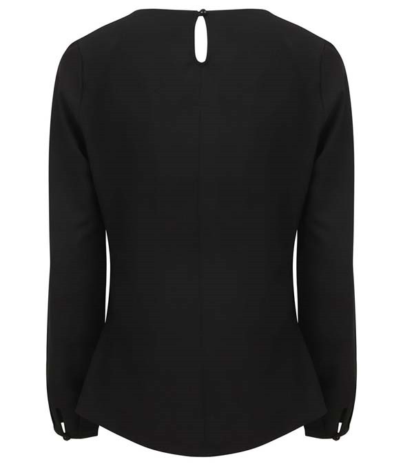 Henbury Ladies Pleat Front Long Sleeve Blouse